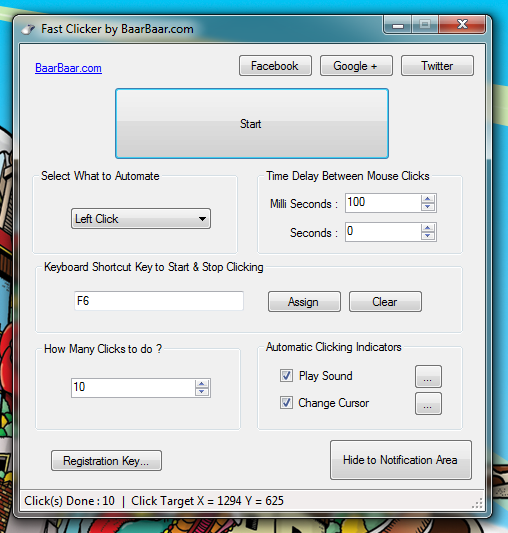 Fast Clicker Screenshot captured on Windows 7