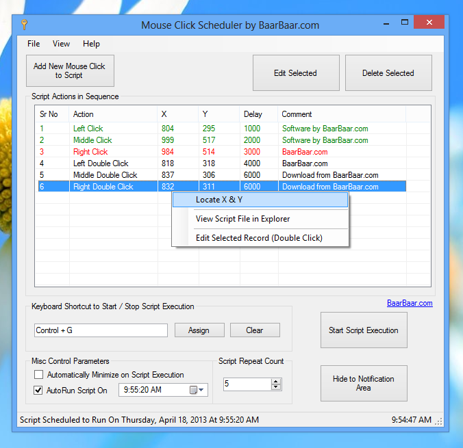 MurGee Auto Mouse Click Sample Scripts